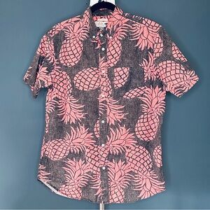 Charcoal & pink pineapple Hawaiian shirt